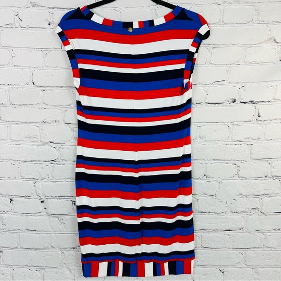 TRINA TURK SHEATH NAUTICAL MULTI-COLORED STRIPED DRESS SIZE (S) - Picture 4 of 10